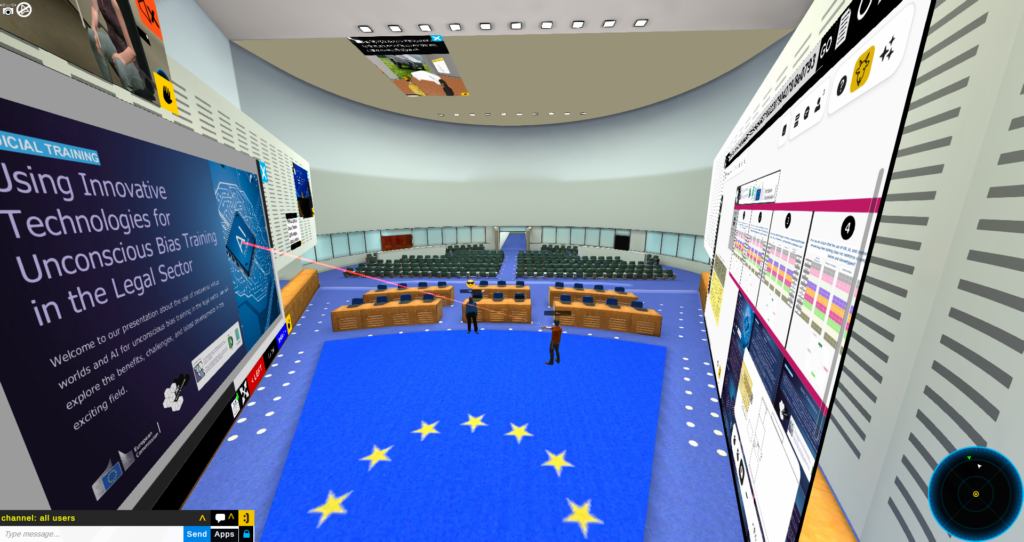 virtual world recreation for the european court of human rights grand chamber, during a presentation to the european commission