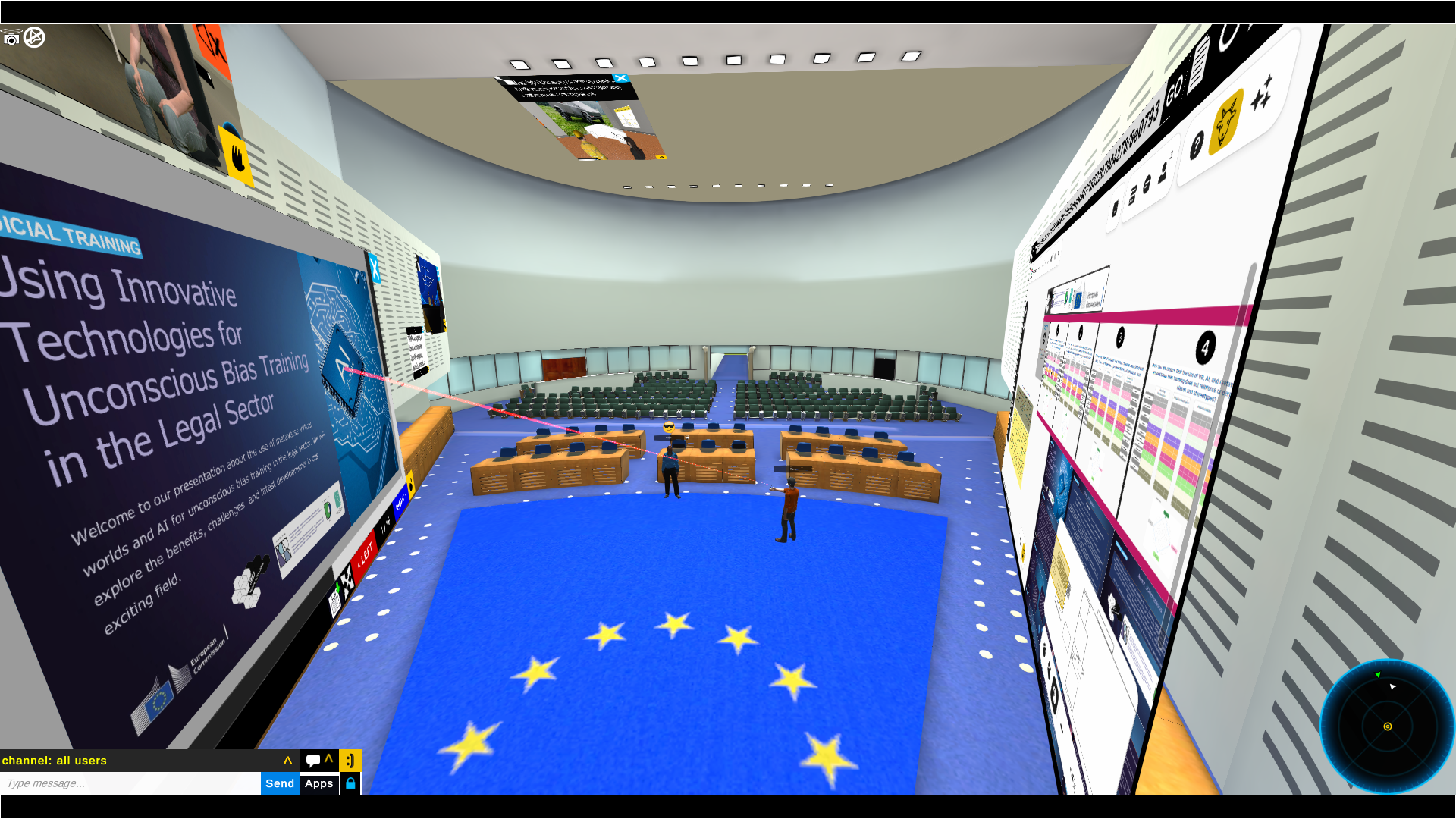 virtual world recreation for the european court of human rights grand chamber, during a presentation to the european commission
