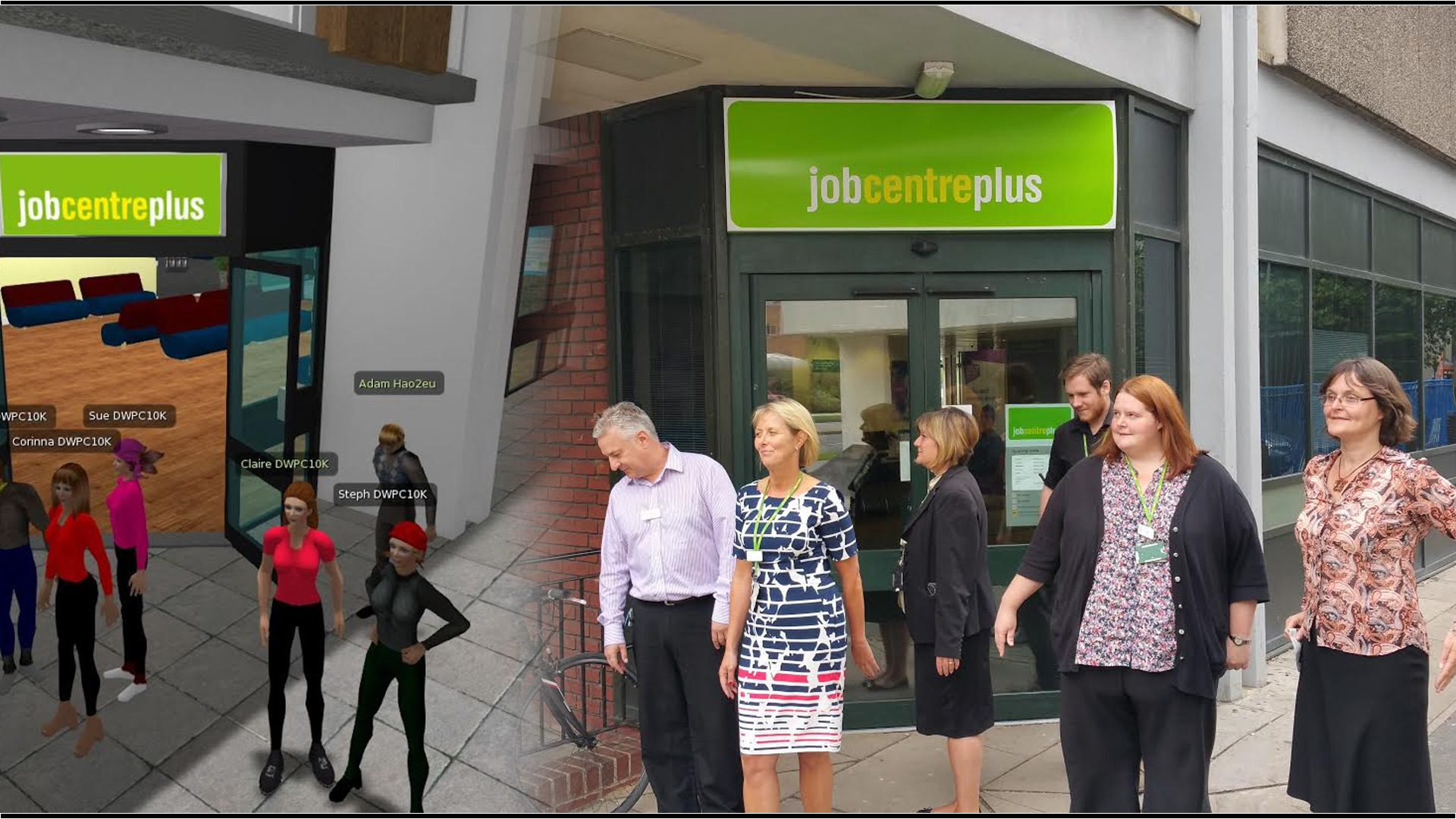 jobcentreplus staff and project staff replicate their virtual avatars poses
